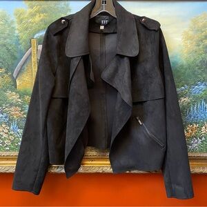 KUT From The Kloth Jacee Draped Moto Faux Suede Jacket, Black Size Women’s Large